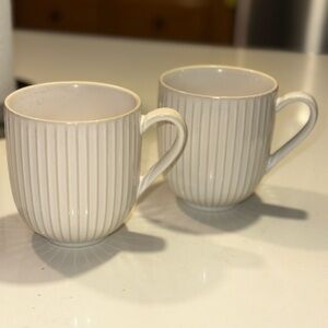 West Elm Textured White Stoneware 12 oz mugs